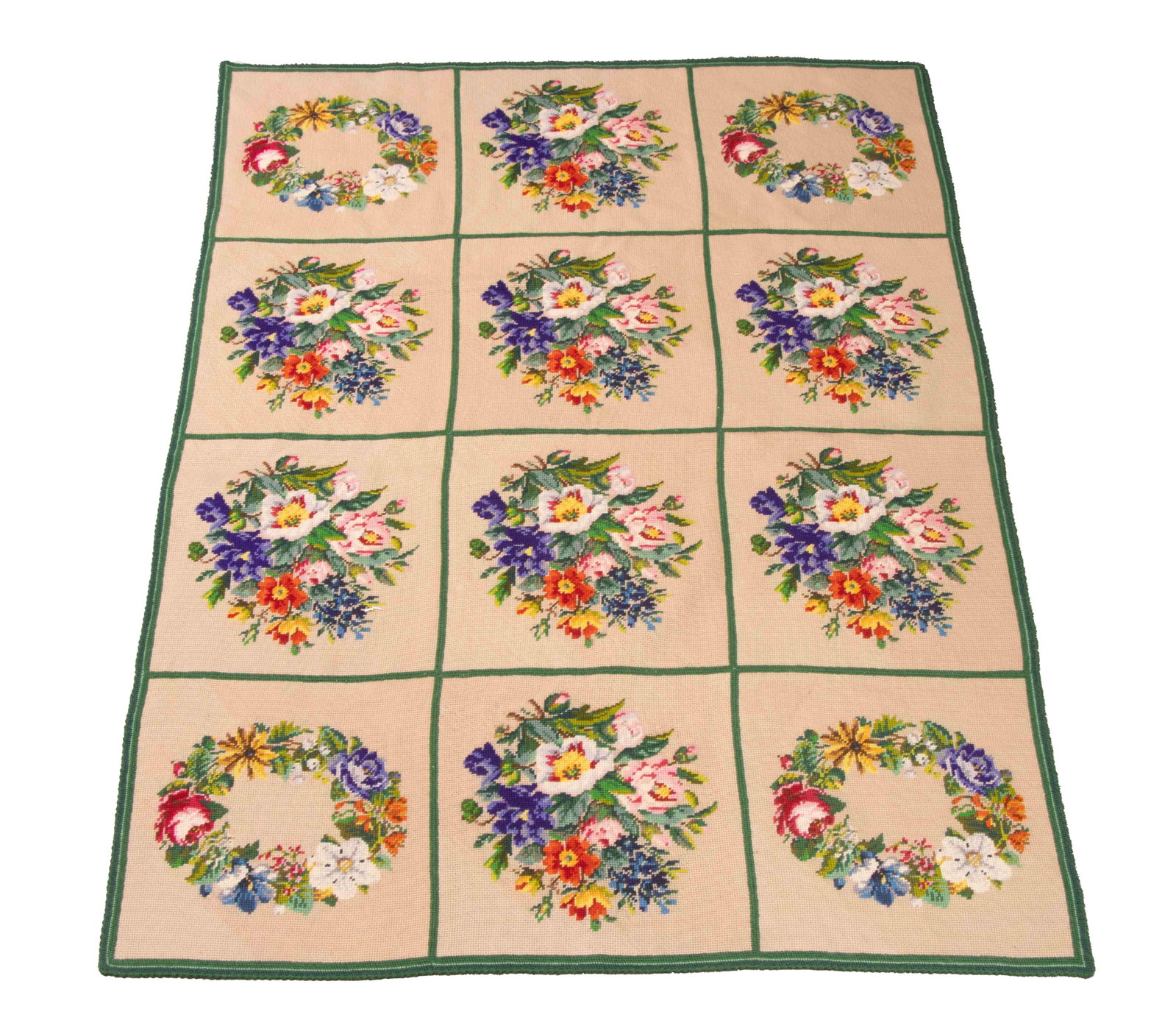 Floral Wreath Motif Needlework Rug, 7' 6" x 5' 7" (1 of 7)