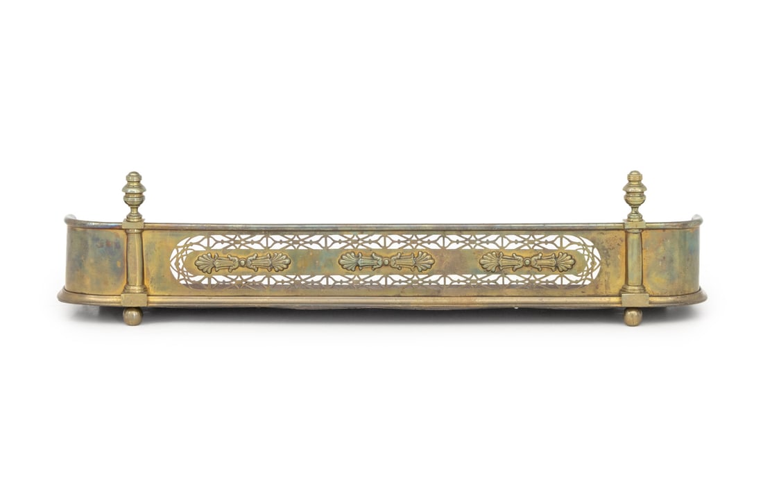 Victorian Brass Fireplace Fender (1 of 8)