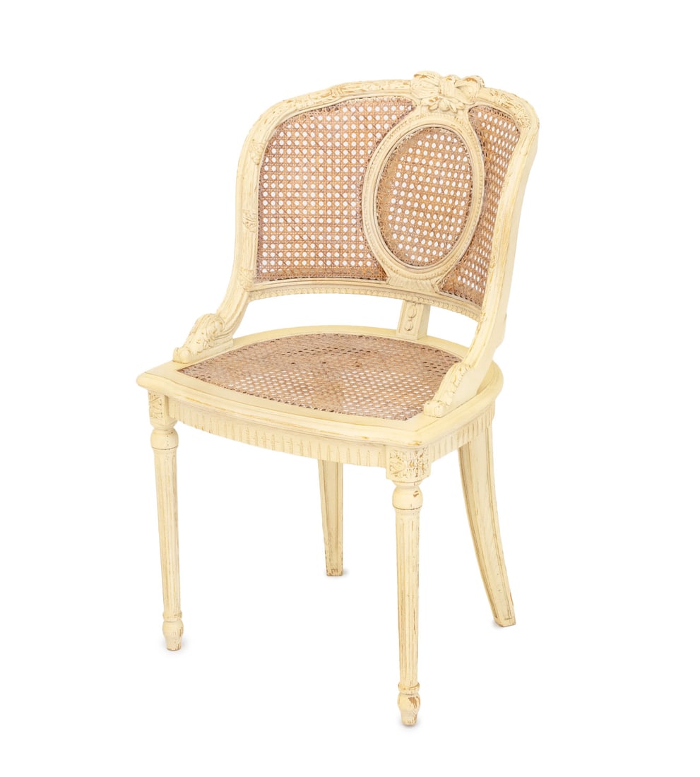 Louis XVI Style Cane Paneled Side Chair (1 of 11)