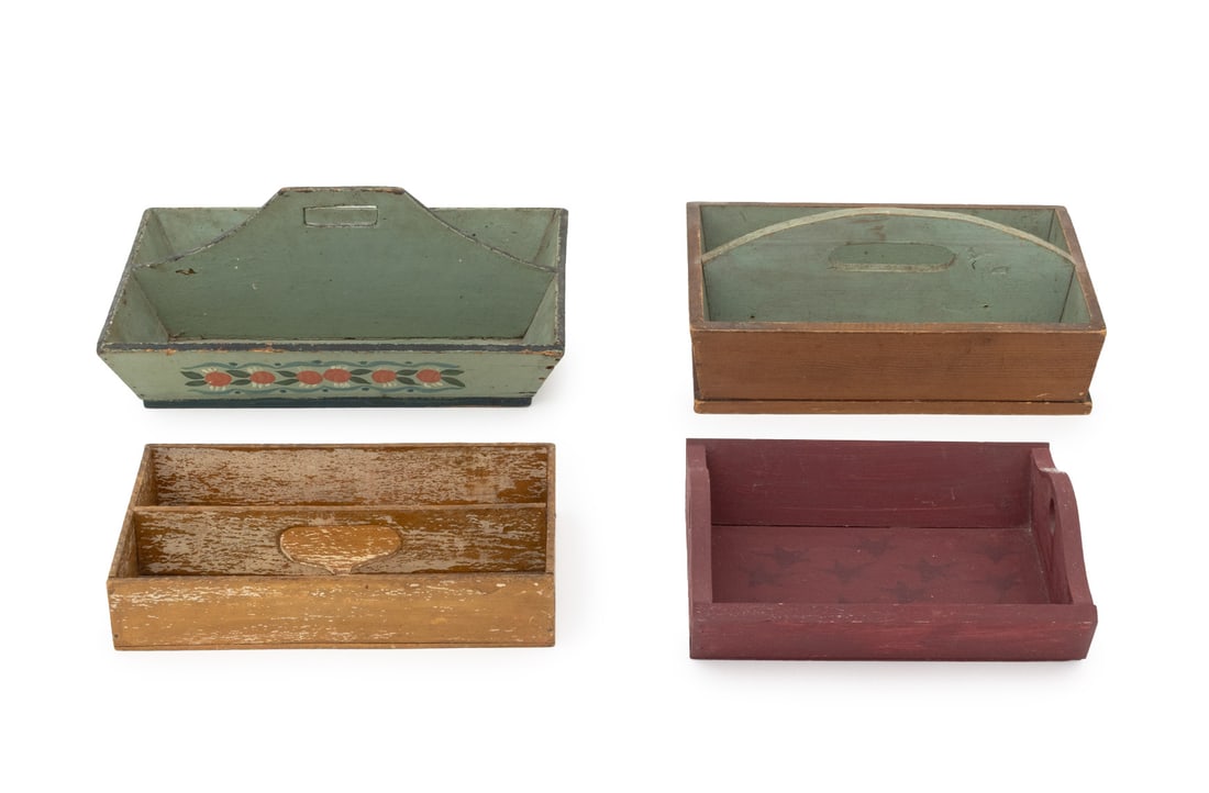 American Paint Decorated Wood Cutlery Trays, 4 (1 of 14)