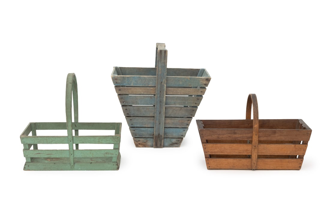 American Paint Decorated Slat Wood Baskets, 3 (1 of 11)