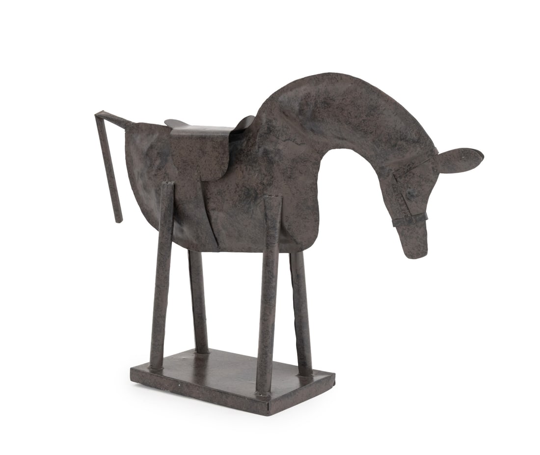 Folk Art Patinated Metal Horse Sculpture (1 of 11)