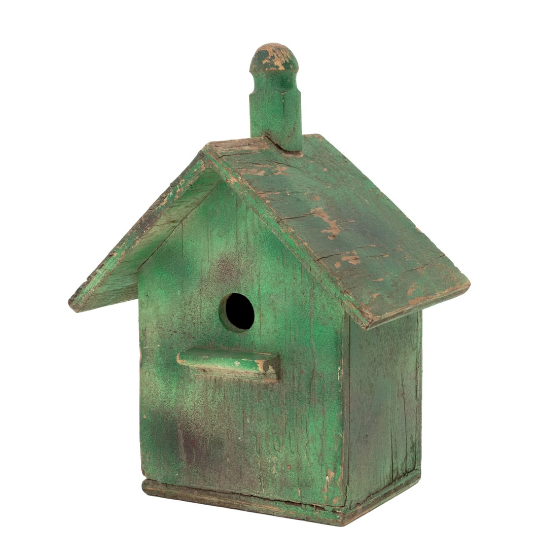 American Folk Art Green Painted Wood Bird House (1 of 8)