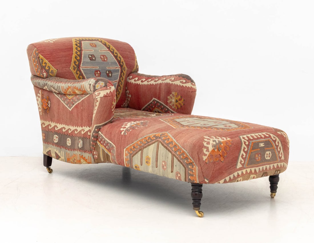 George Smith Kilim Upholstered Chaise Longue - 9