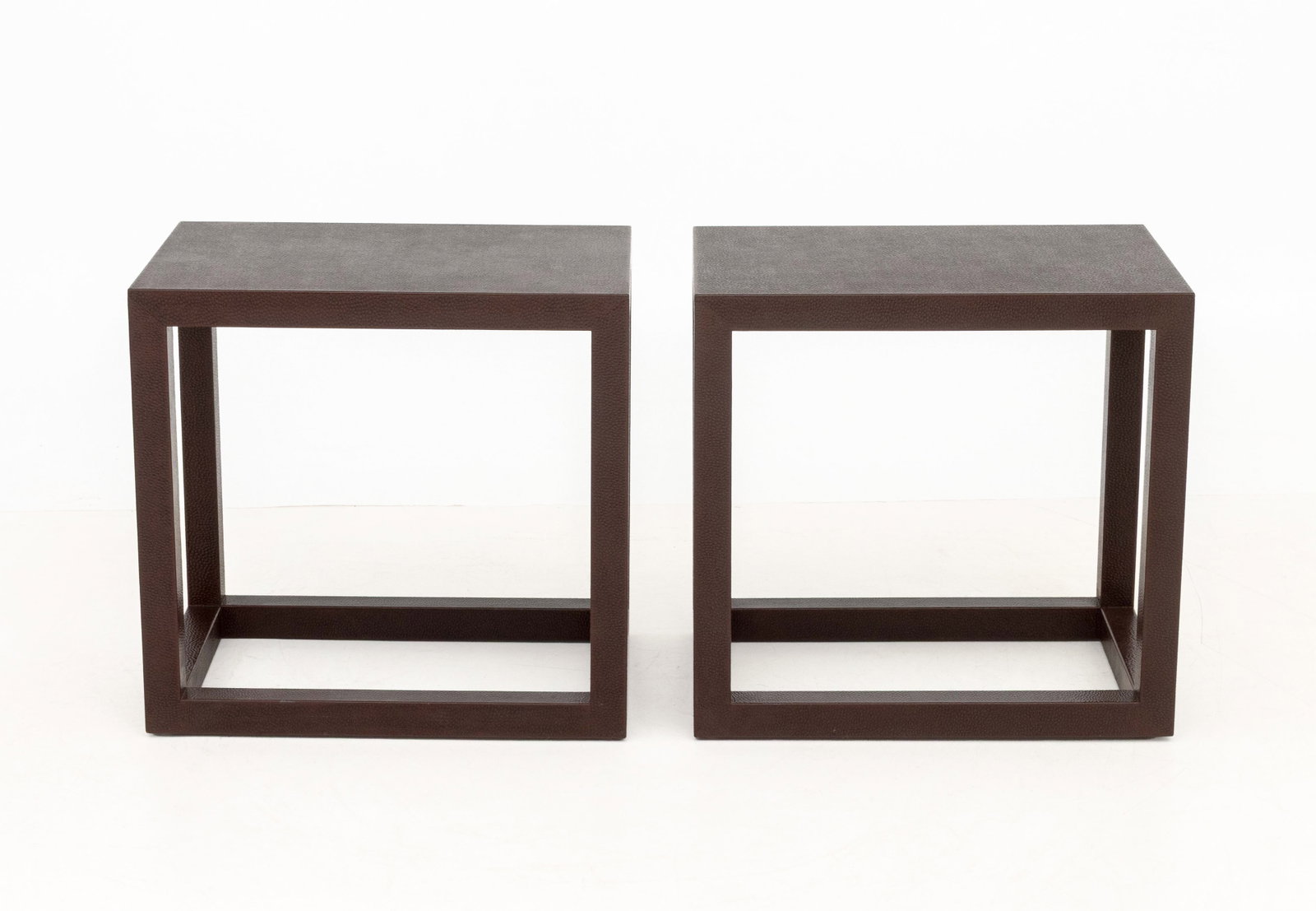 Karl Springer Attr. Maroon Leather End Tables, Pr. - 2