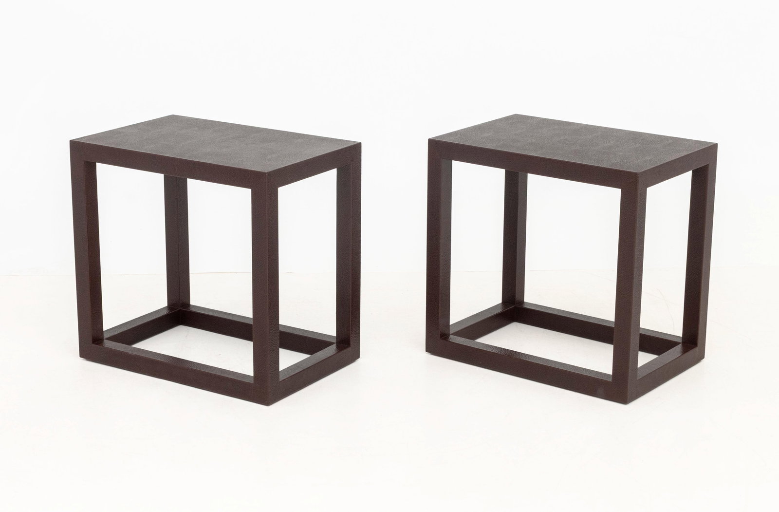 Karl Springer Attr. Maroon Leather End Tables, Pr. - 4