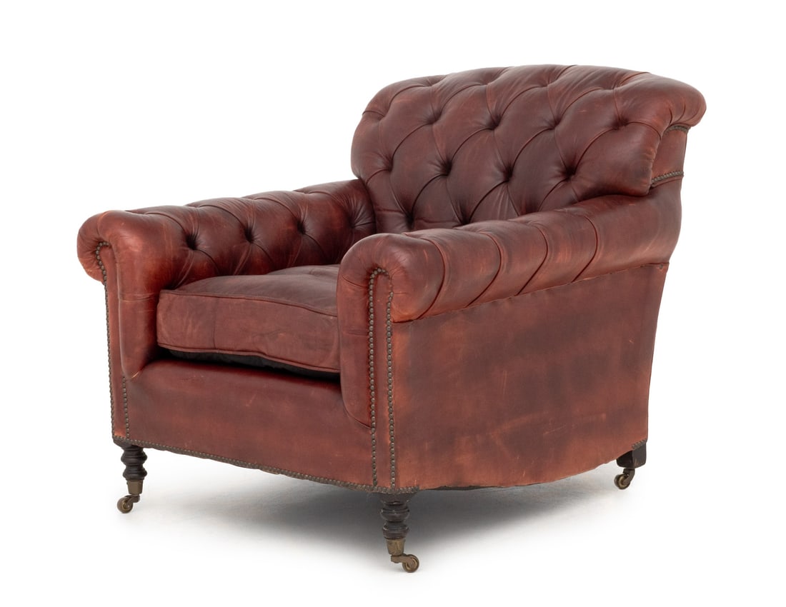 George Smith Attributed Red Leather Club Chair (1 of 7)