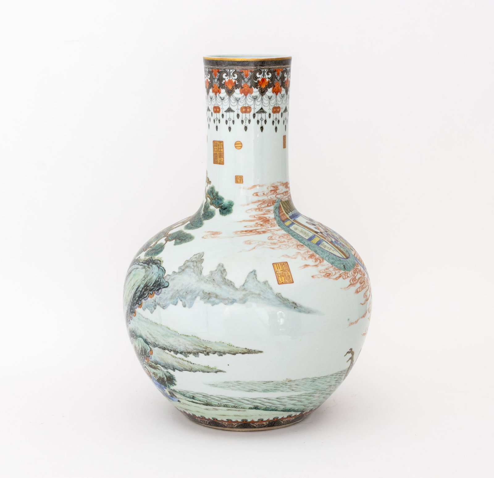 Chinese Famille Rose Porcelain Celestial Vase - 2