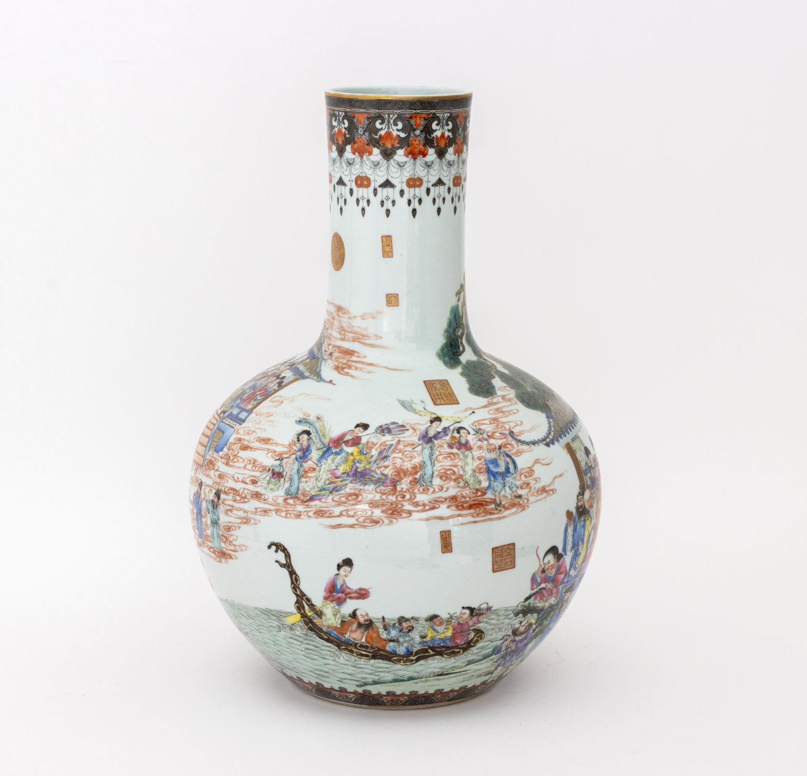 Chinese Famille Rose Porcelain Celestial Vase - 6