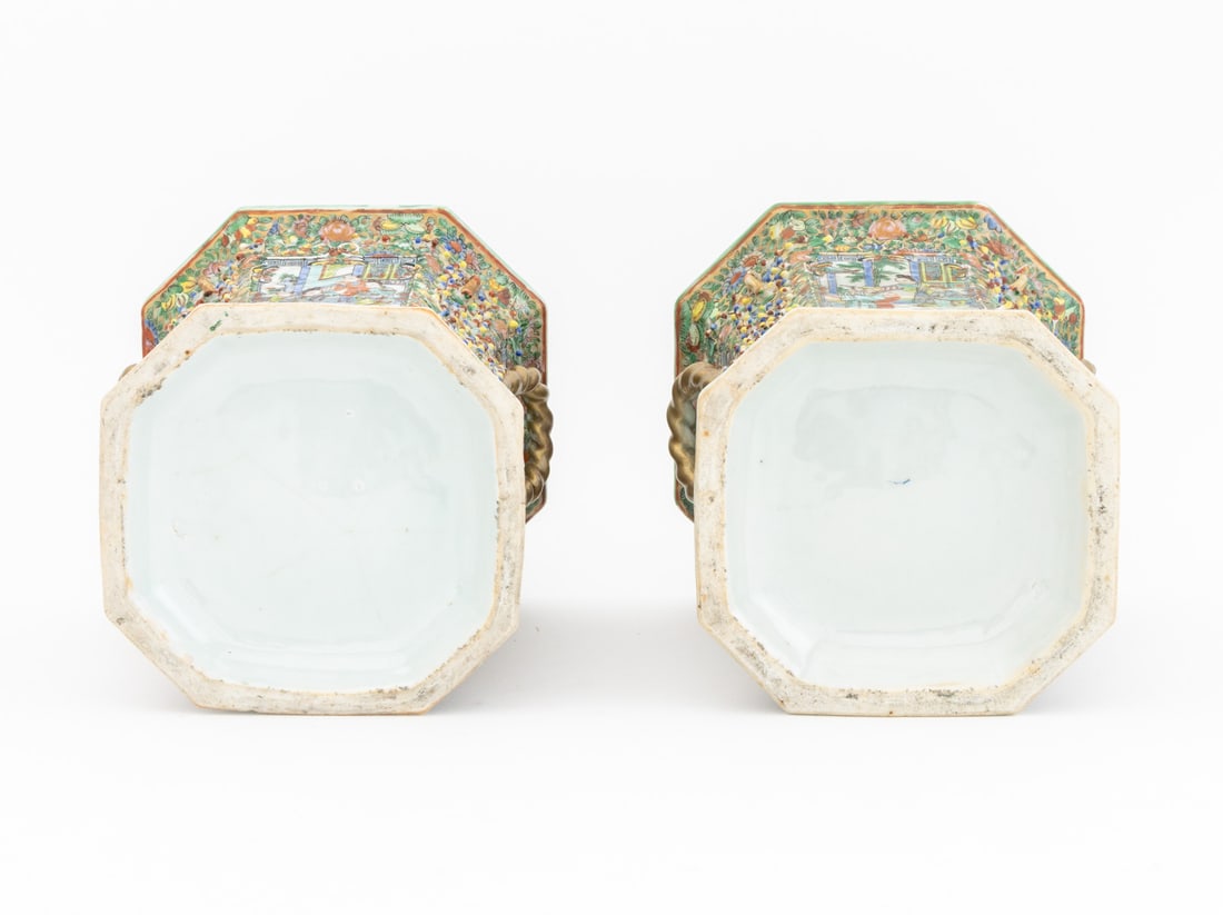 Chinese Canton Porcelain Bough Pots, Pair - 10