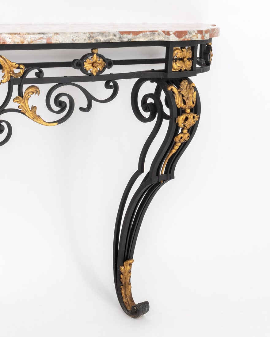 Louis XV Style Marble Top Gilt & Ebonized Console - 4