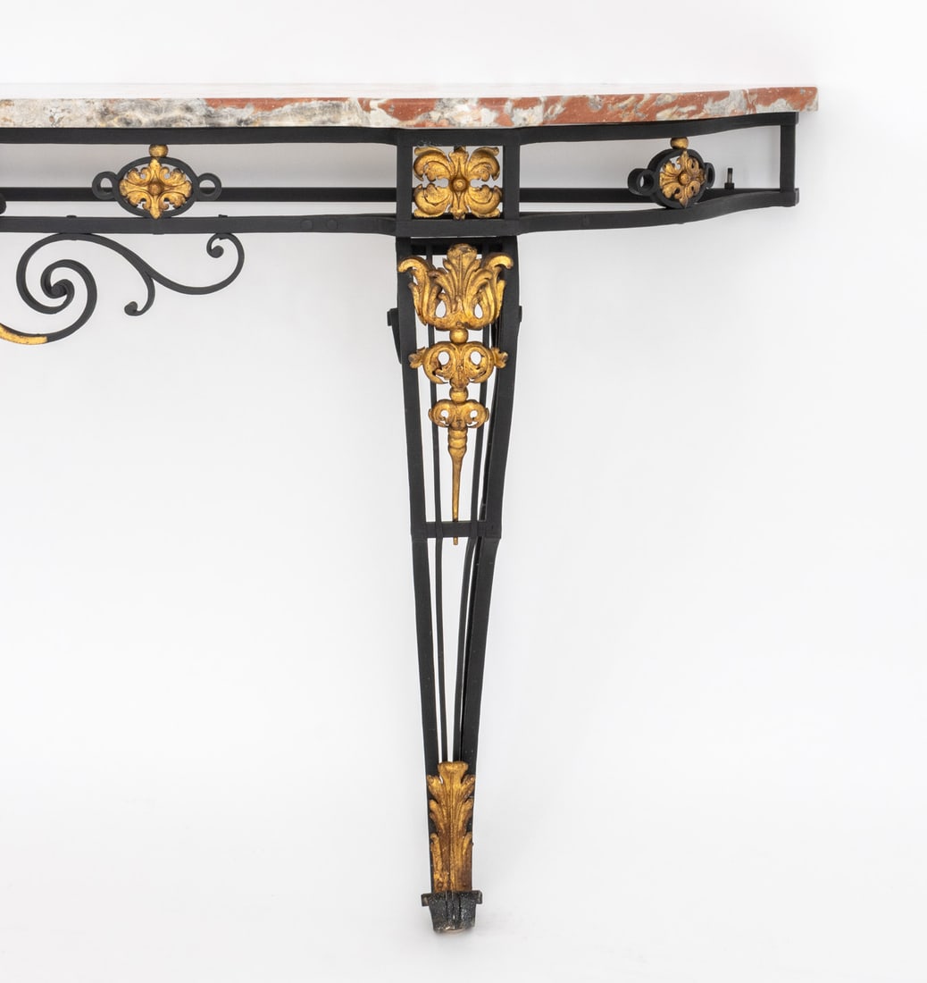 Louis XV Style Marble Top Gilt & Ebonized Console - 5