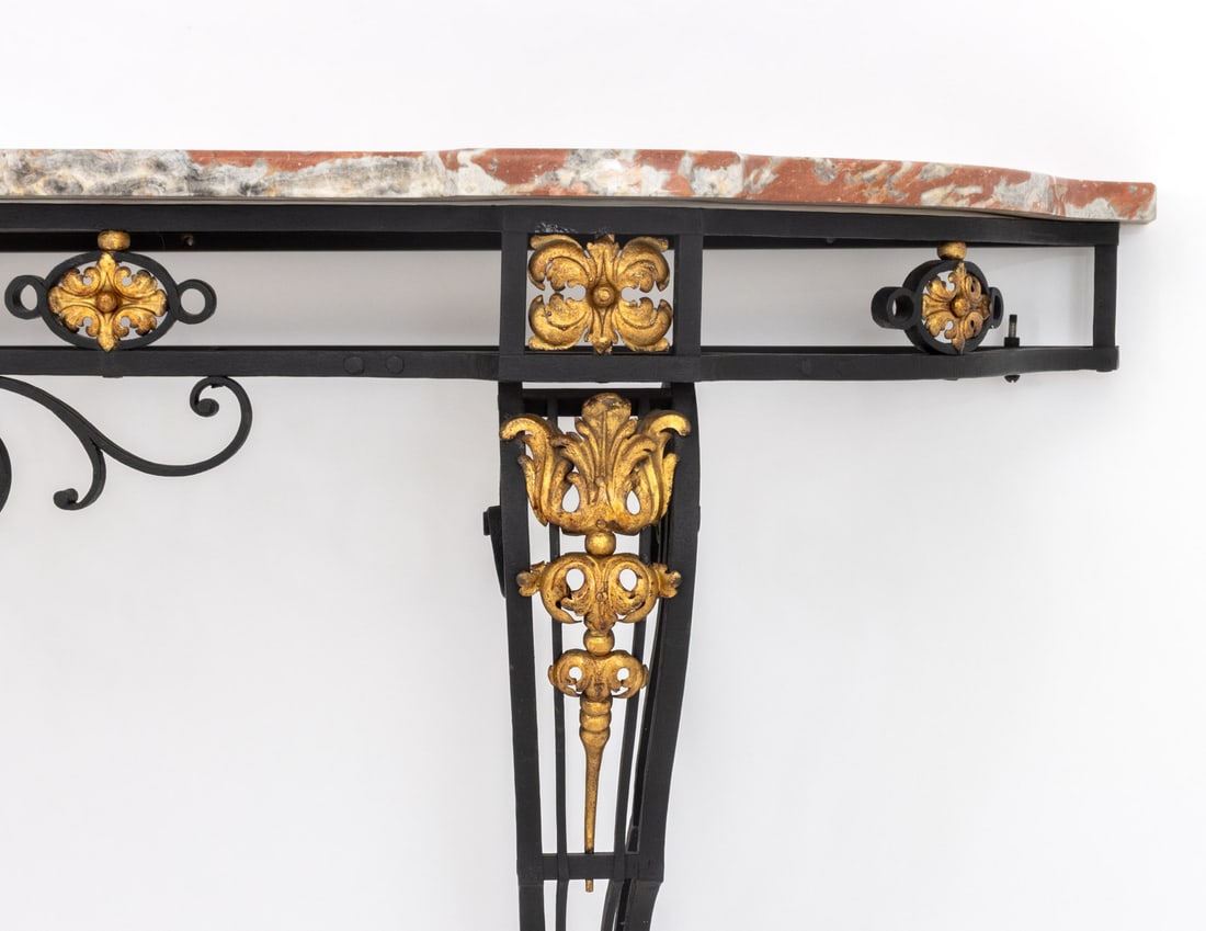 Louis XV Style Marble Top Gilt & Ebonized Console - 6