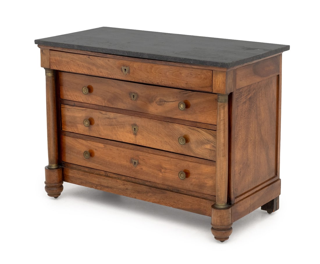 Louis Philippe Walnut & Black Marble Top Commode (1 of 9)