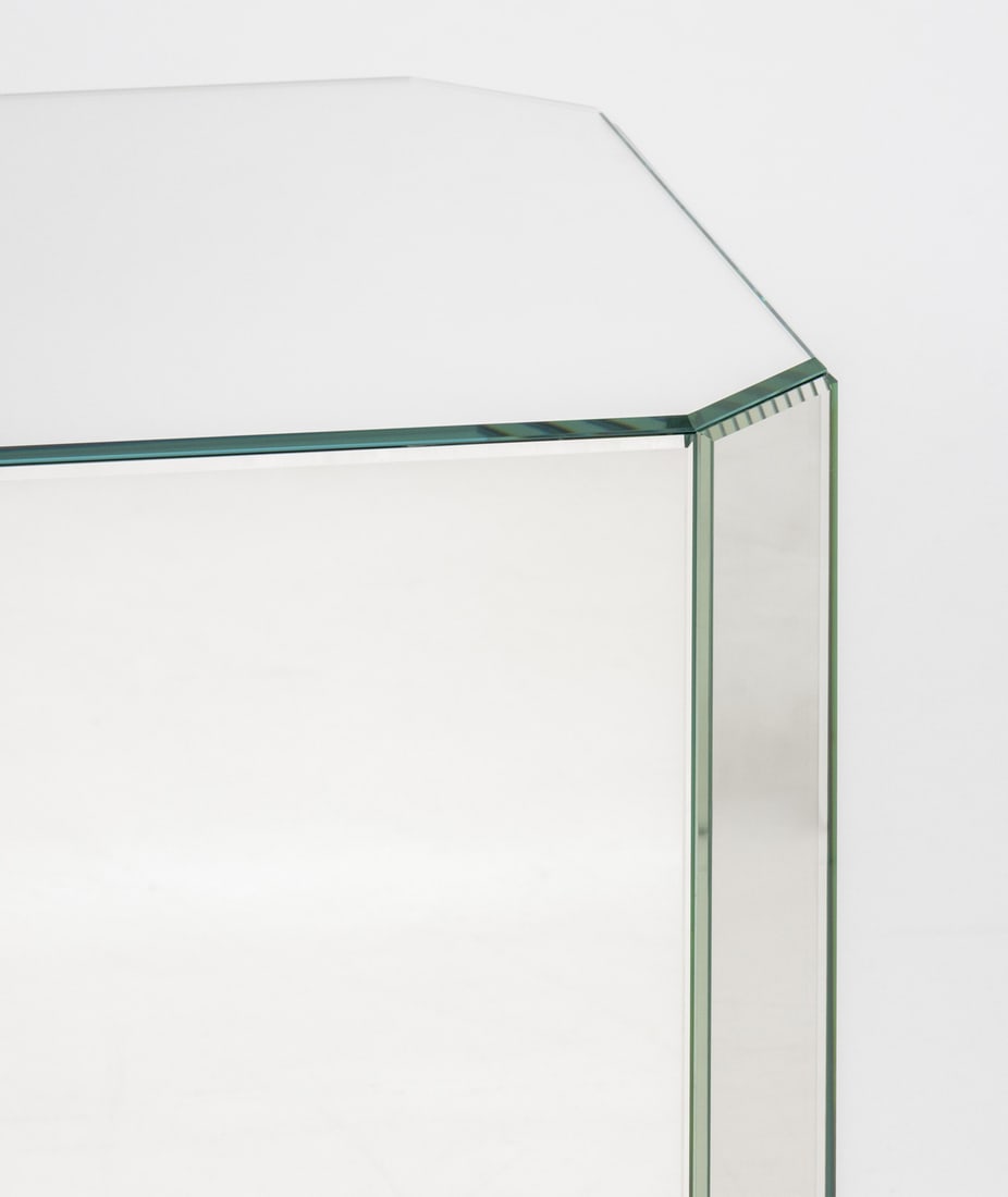Modern Mirrored Pedestal Tables, Pair - 3