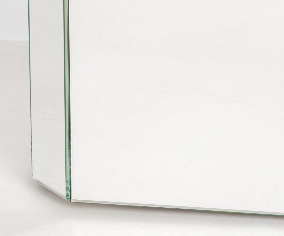 Modern Mirrored Pedestal Tables, Pair - 4