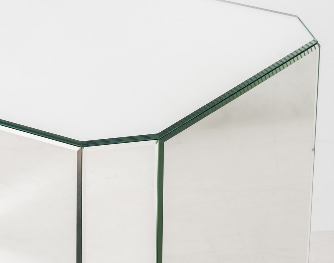 Modern Mirrored Pedestal Tables, Pair - 5
