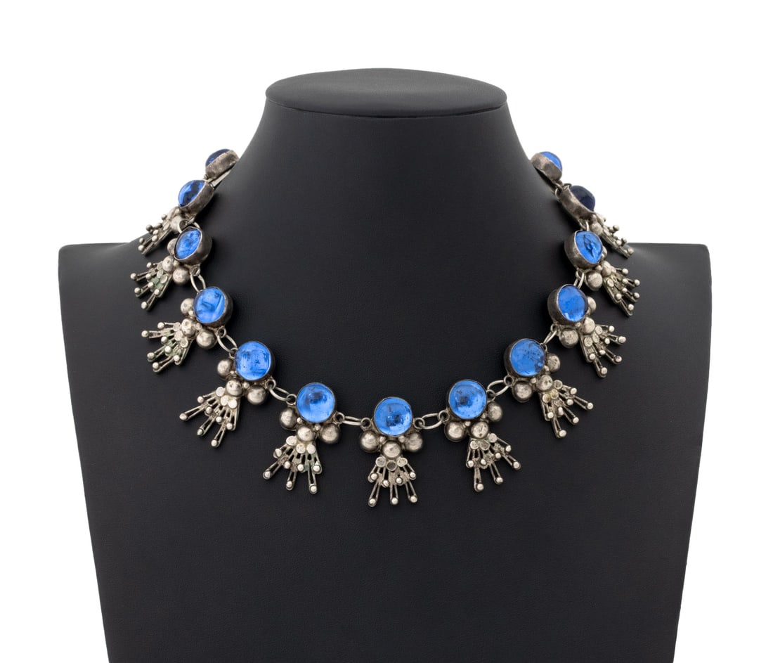Los Ballesteros Blue Glass and Silver Necklace (1 of 7)