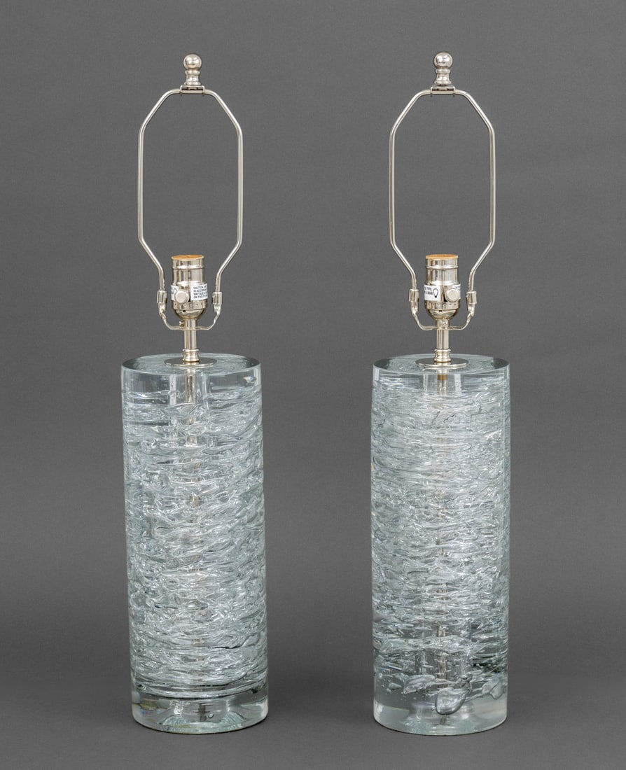 Vaughan Designs "Rutland" Glass Column Lamps, Pair (1 of 8)