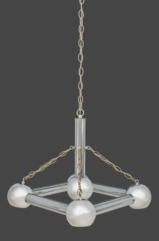 Gaetano Sciolari Style Tubular Chrome Chandelier - 2