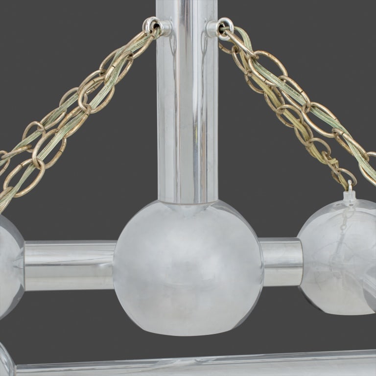 Gaetano Sciolari Style Tubular Chrome Chandelier - 5