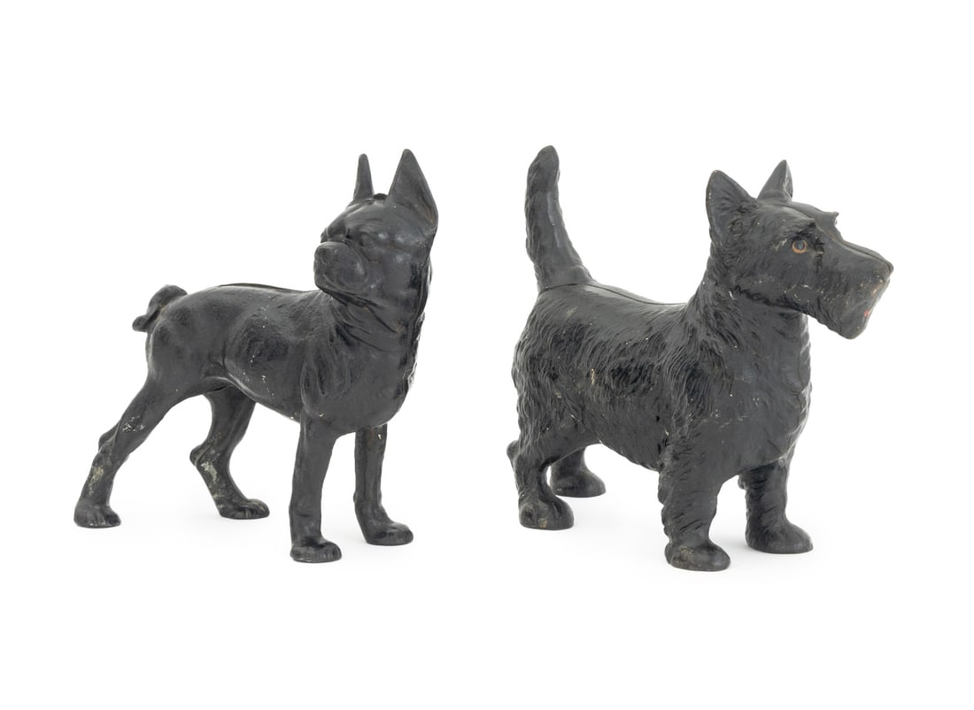 Vintage Cast Iron Dog Form Door Stops, 2 (1 of 15)