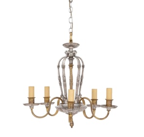 Dutch Baroque Style Pewter and Brass Chandelier