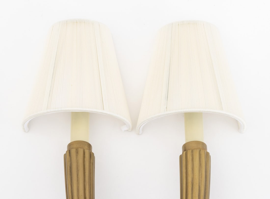 Art Deco Style Brass 2 branch Wall Sconces Pair Auction
