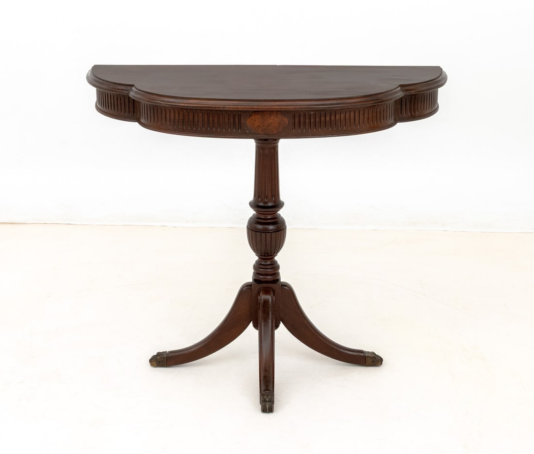 Neoclassical Style Mahogany Demilune Table - 2