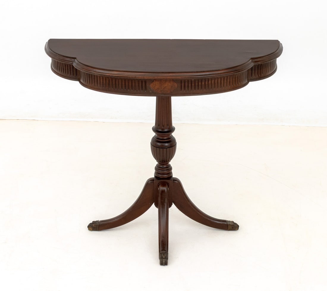 Neoclassical Style Mahogany Demilune Table - 3