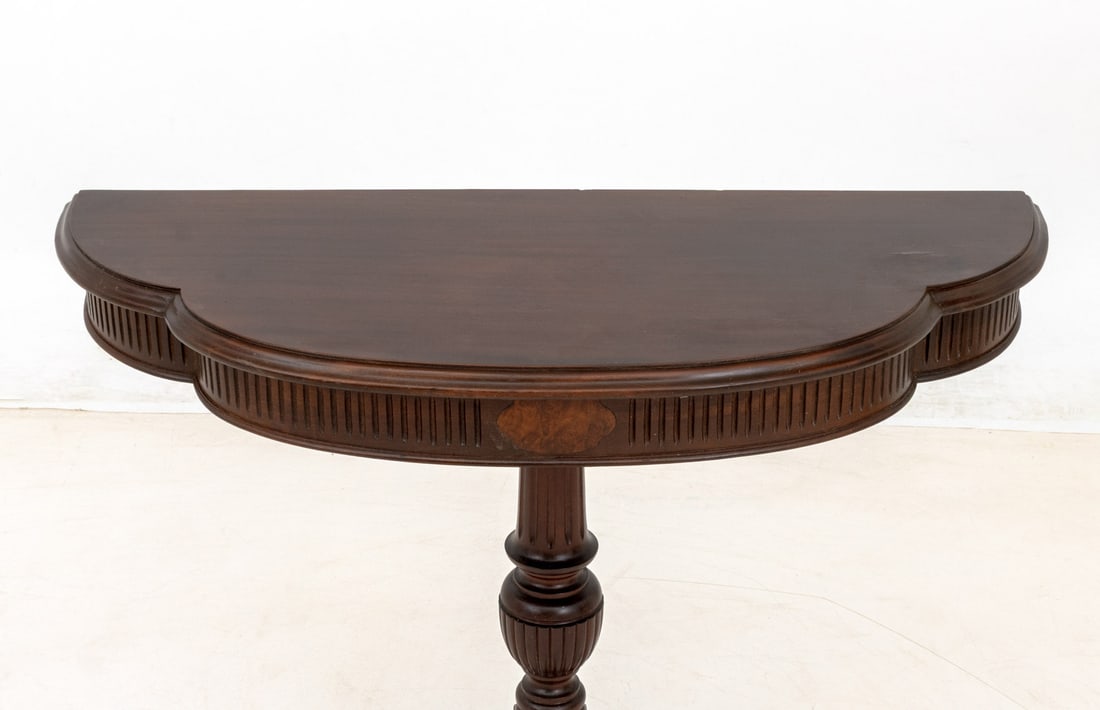 Neoclassical Style Mahogany Demilune Table - 4