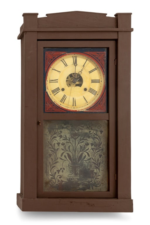 Chauncey Jerome Verre Eglomise Clock, 19th C. (1 of 4)