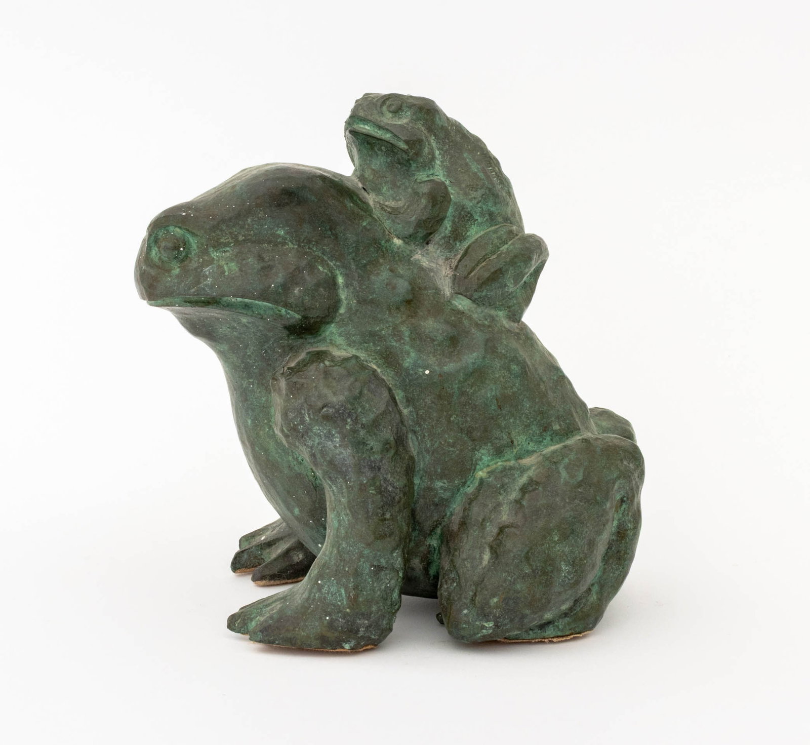 Modern Verdigris Patinated Bronze Frog Sculpture - 2