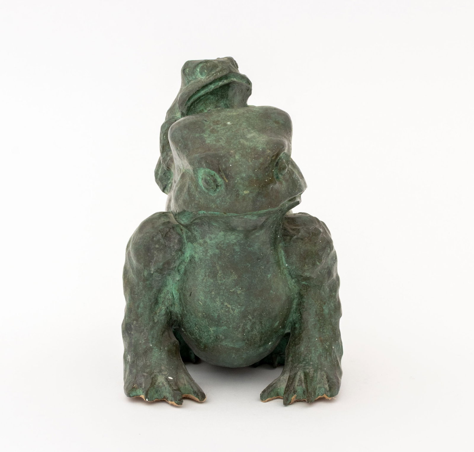 Modern Verdigris Patinated Bronze Frog Sculpture - 4