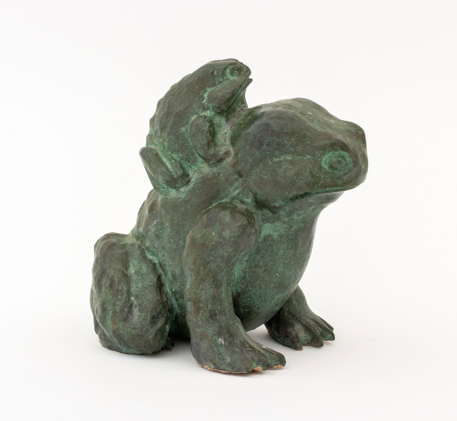 Modern Verdigris Patinated Bronze Frog Sculpture - 5