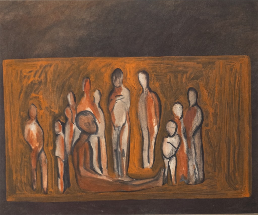 Illegibly Signed Figural Composition Mixed Media - 2