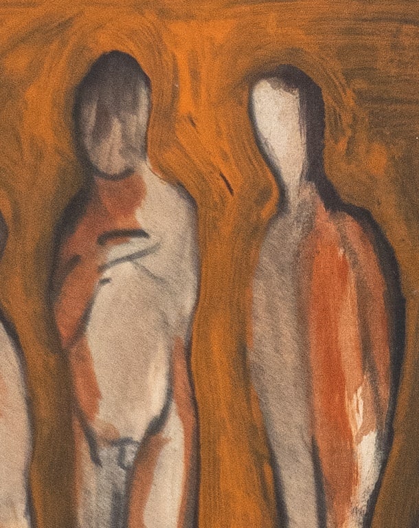 Illegibly Signed Figural Composition Mixed Media - 4