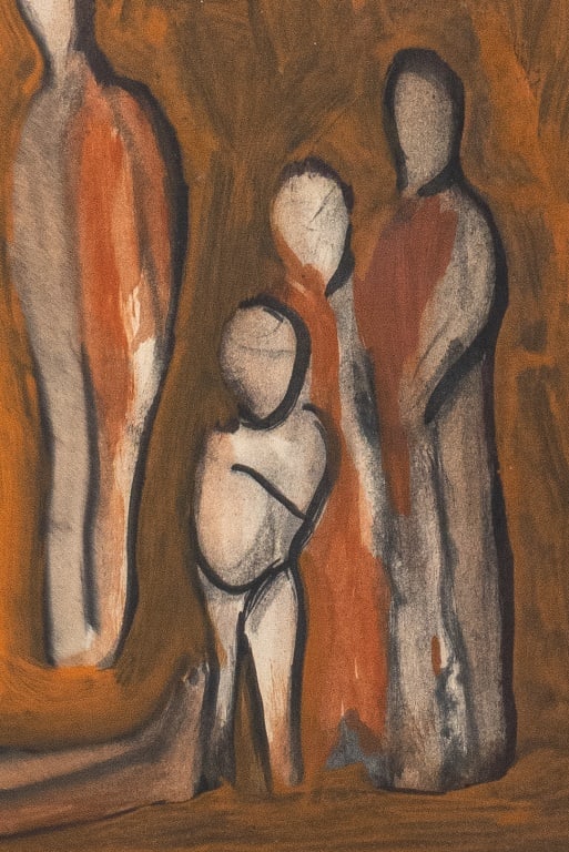 Illegibly Signed Figural Composition Mixed Media - 5