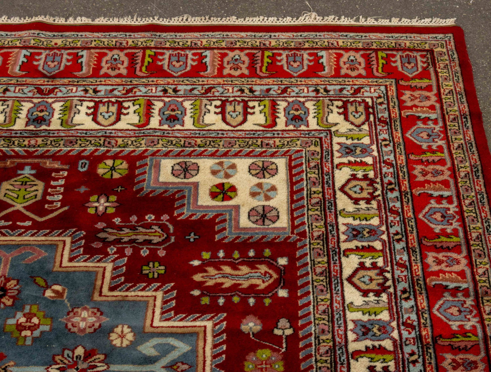 Indian Kazak Style Wool Carpet, 9' 7" x 6' - 7
