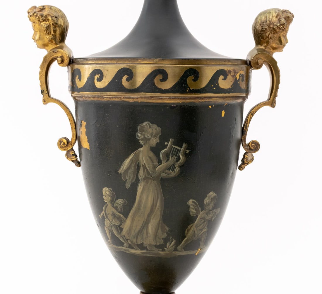 French Empire Style Painted Gilt Metal Table Lamp - 2