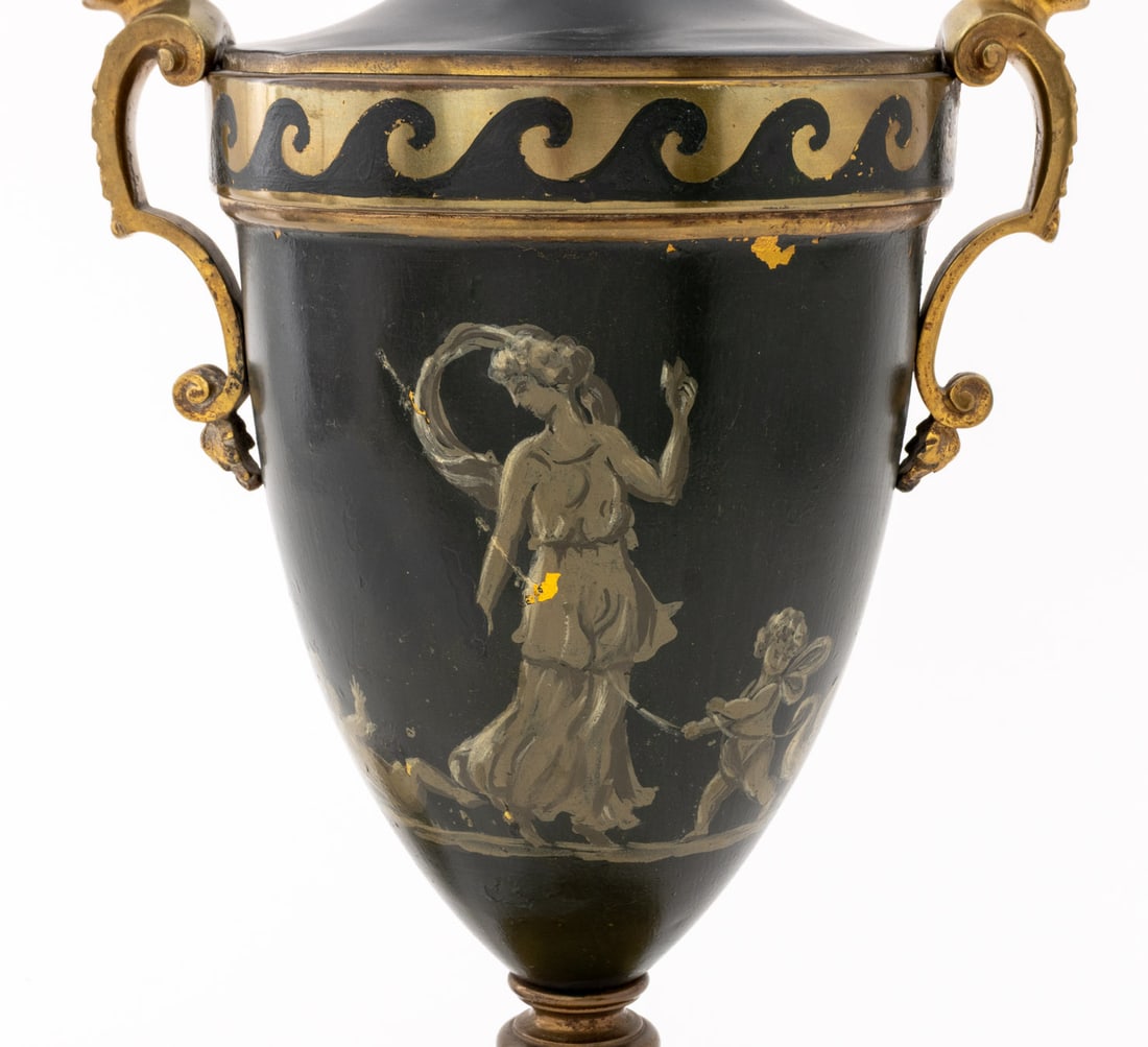 French Empire Style Painted Gilt Metal Table Lamp - 4