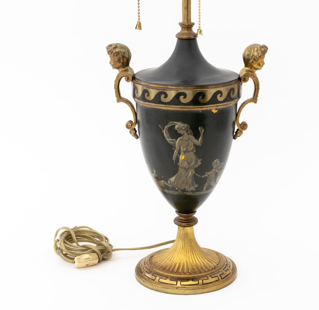 French Empire Style Painted Gilt Metal Table Lamp - 5