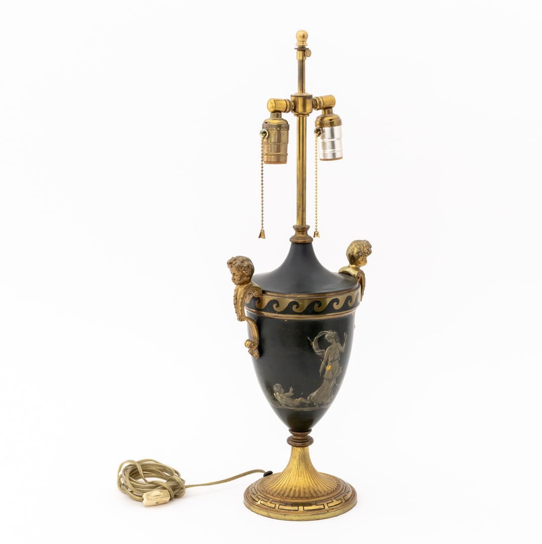 French Empire Style Painted Gilt Metal Table Lamp - 6