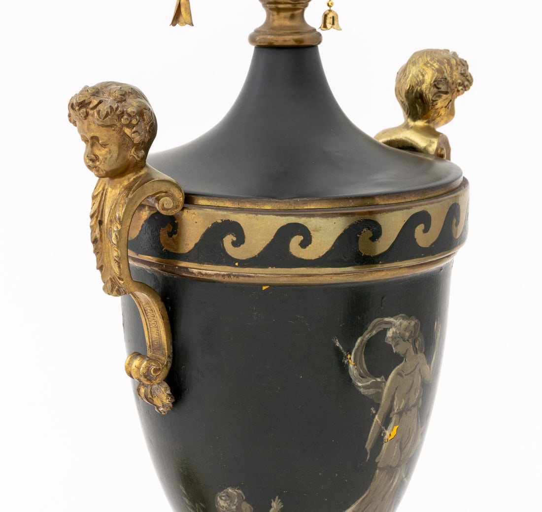French Empire Style Painted Gilt Metal Table Lamp - 7