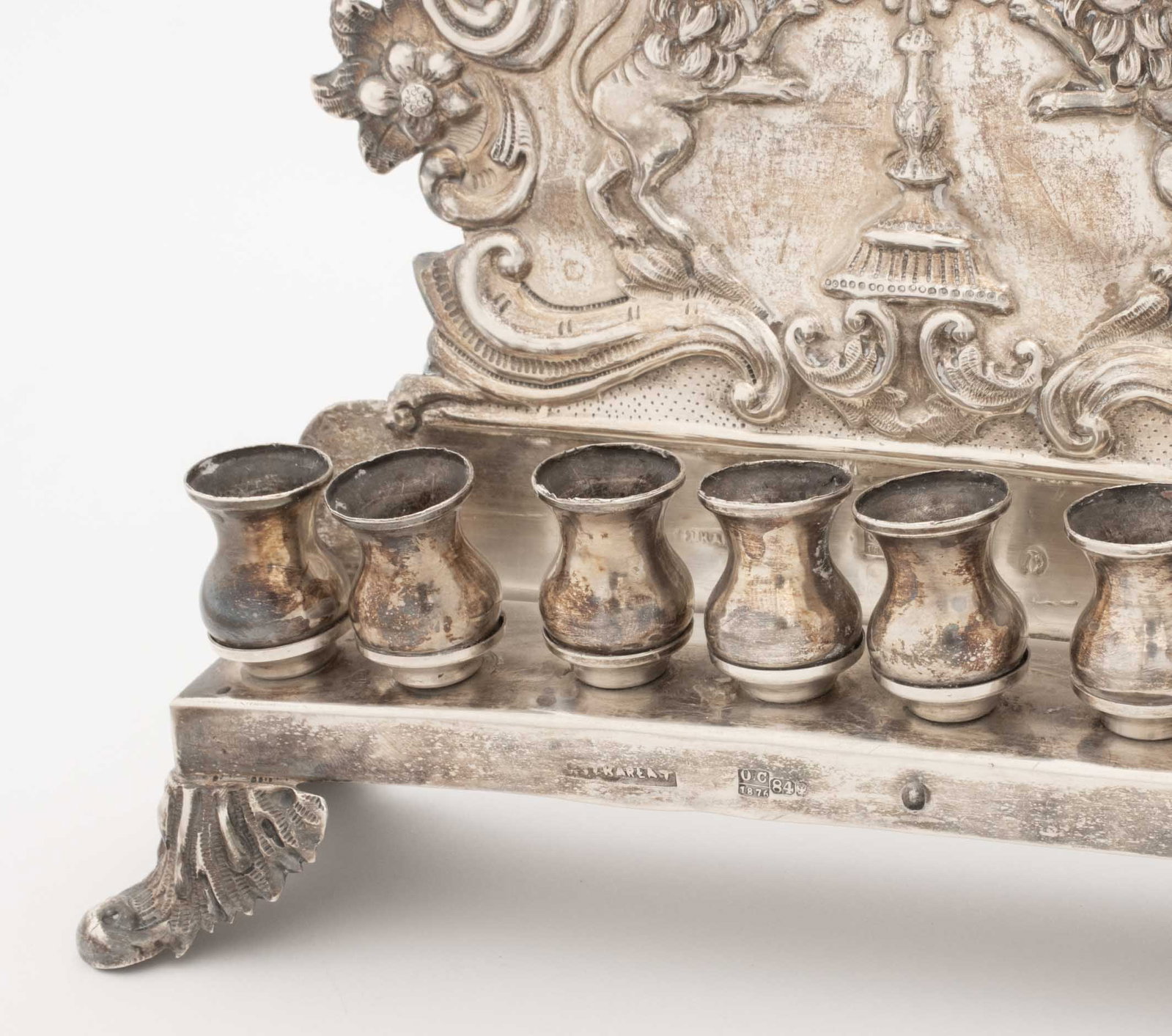Russian Silver Hanukkah Menorah, 19th C. - 8
