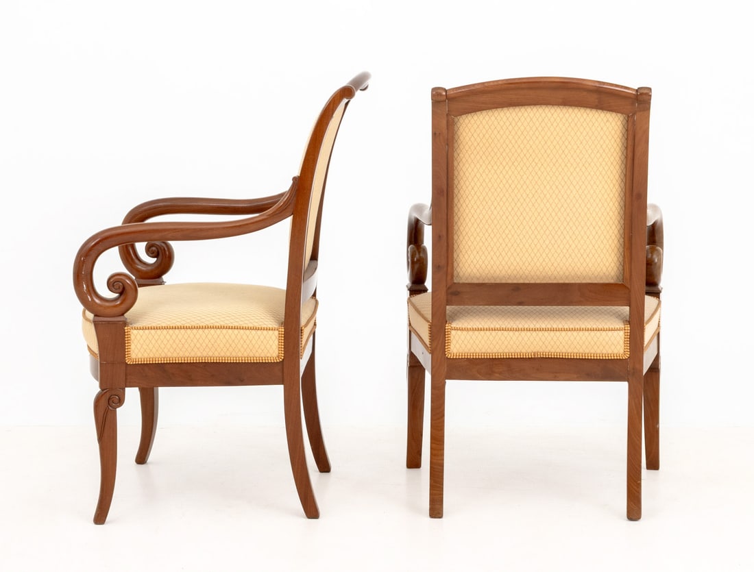 Louis Philippe Walnut Upholstered Fauteuils, Pair - 3
