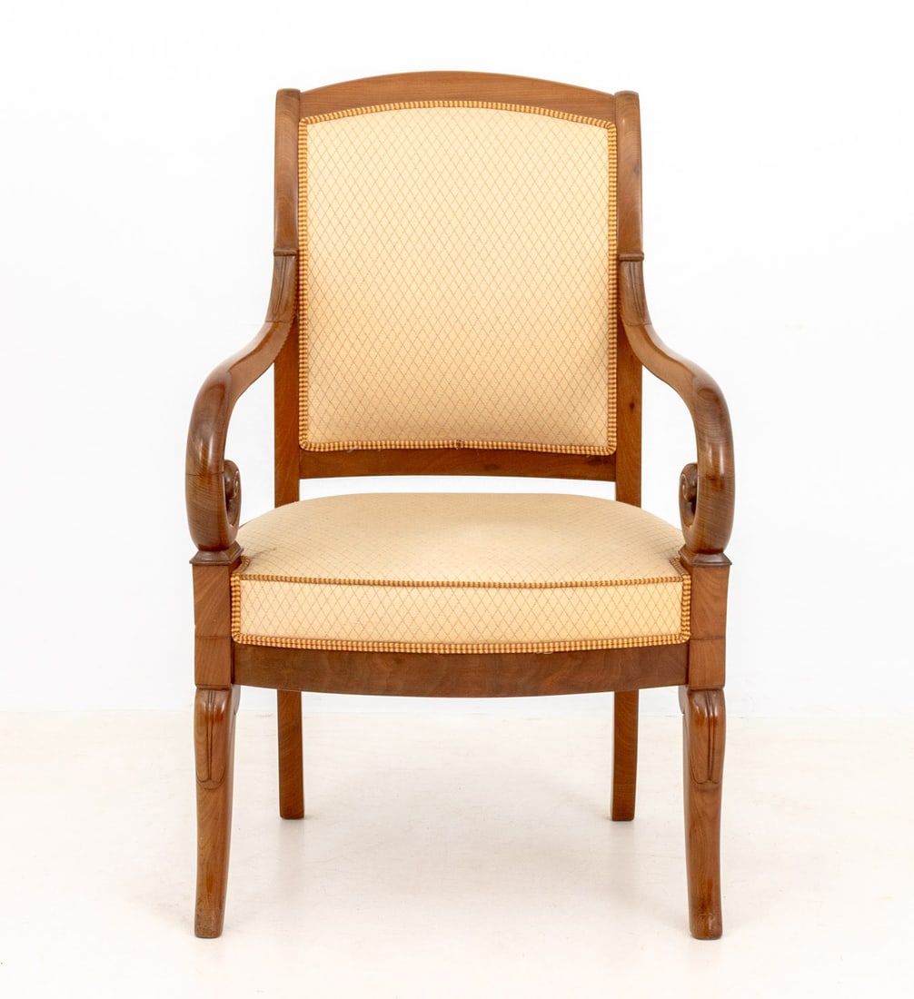Louis Philippe Walnut Upholstered Fauteuils, Pair - 4