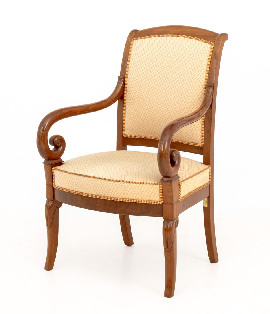 Louis Philippe Walnut Upholstered Fauteuils, Pair - 9