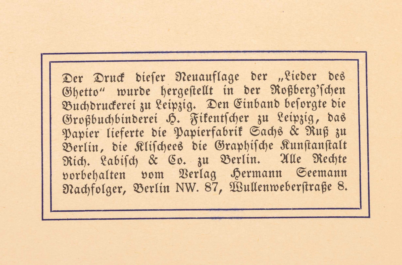 Morris Rosenfeld "Lieder des Ghetto" - 6