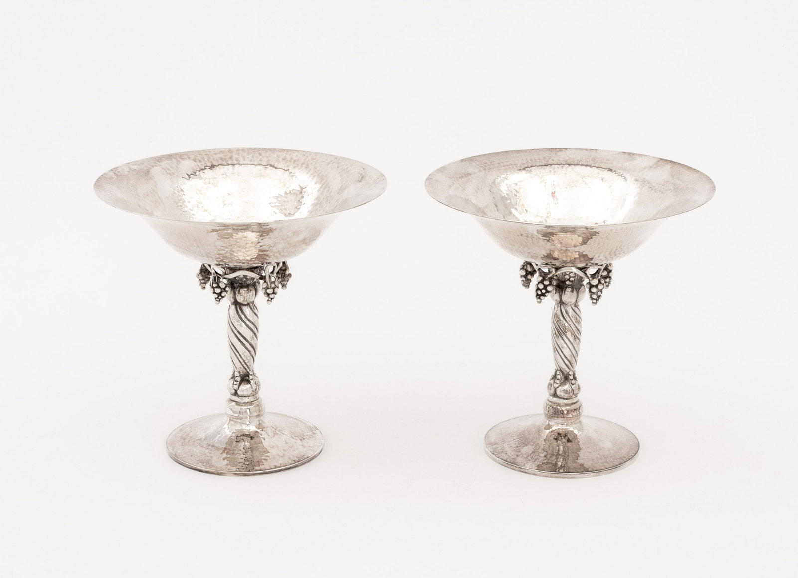 Michael Strauss Hammered Silver Compotes, Pair - 2